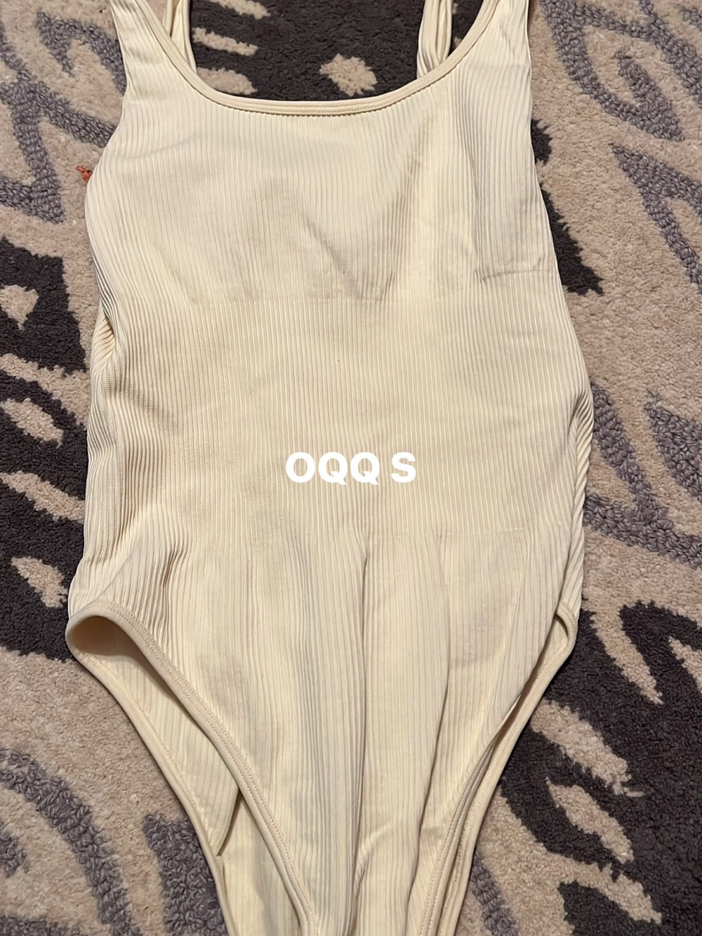 Ribbed OQQ bodysuits Cream & Black never worn